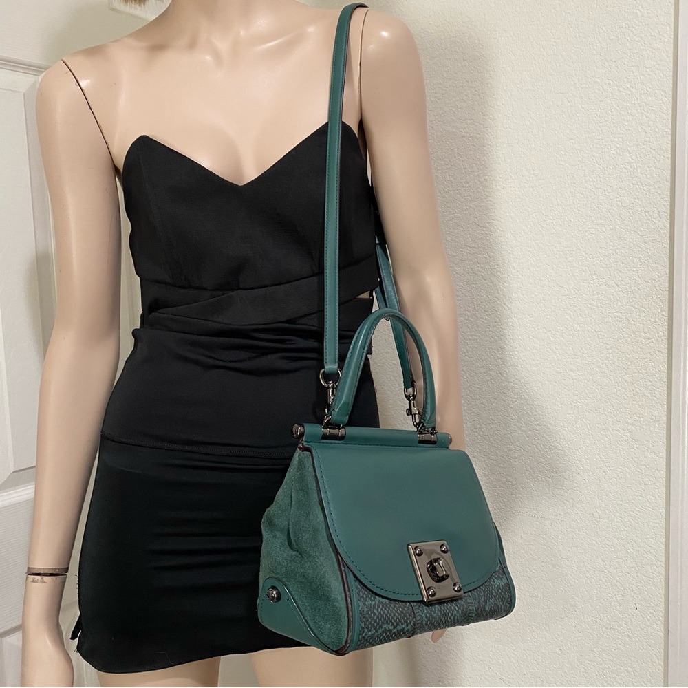 COACH 12086 Green Drifter Snakeskin Top Handle Crossbody Shoulder Bag - Picture 4 of 16